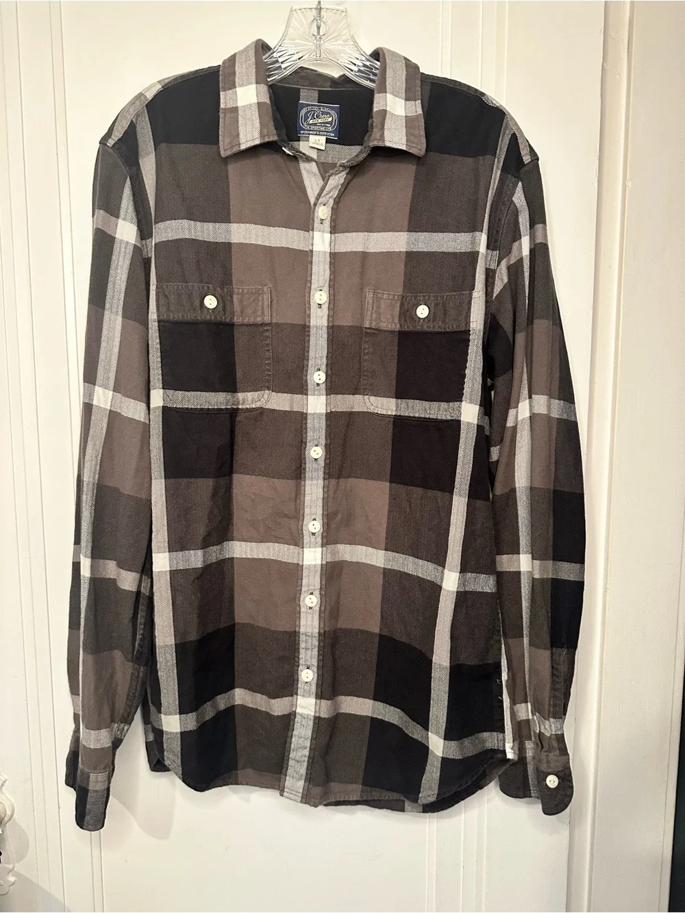J. Crew Men's Plaid Button-Down Shirt - Gray, Black, White